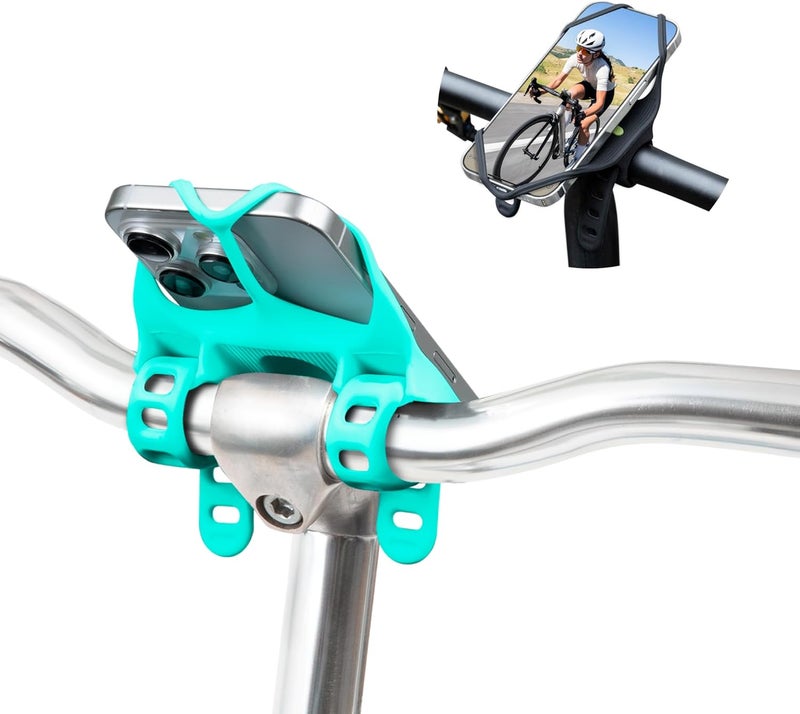 BONE COLLECTION Bone Bike Tie 4 Pro Max, Mountain Bike Phone Mount for Stem & T/U-Shaped Handlebars, Scratch-Free & Shock-Absorbing Silicone Dual-Strap, MTB Cycling Phone Holder for Most Smartphones - Image 1